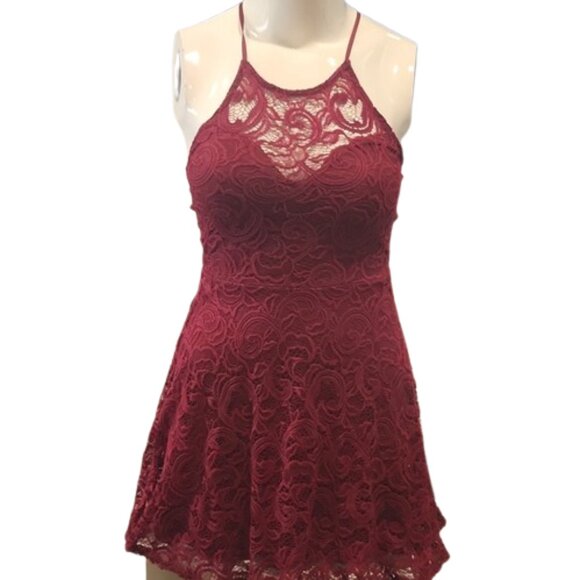 [Cesem] Deep Red Lace Dress - Size M - Picture 1 of 10